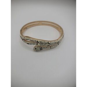 Vintage Gold Tone Bangle Bracelet Snake Reptile Magnet Jewelry Costume